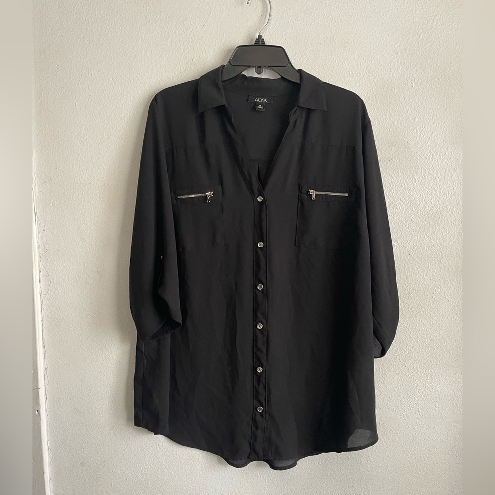 Alyx Black Collared Shirt with Tag Detail